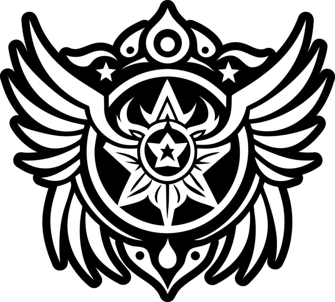 A glyph style icon of celestial wings tattoo vector