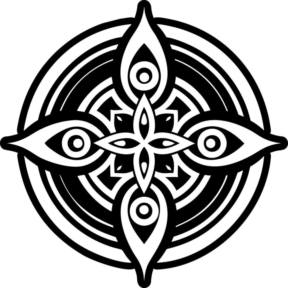 A filled style icon of four wind tattoo vector