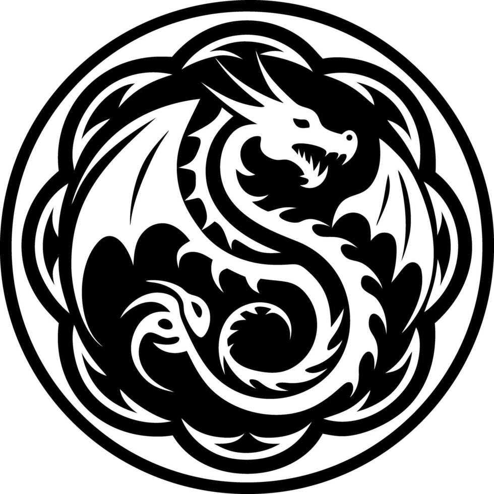 A filled style icon of mystic dragon tattoo vector