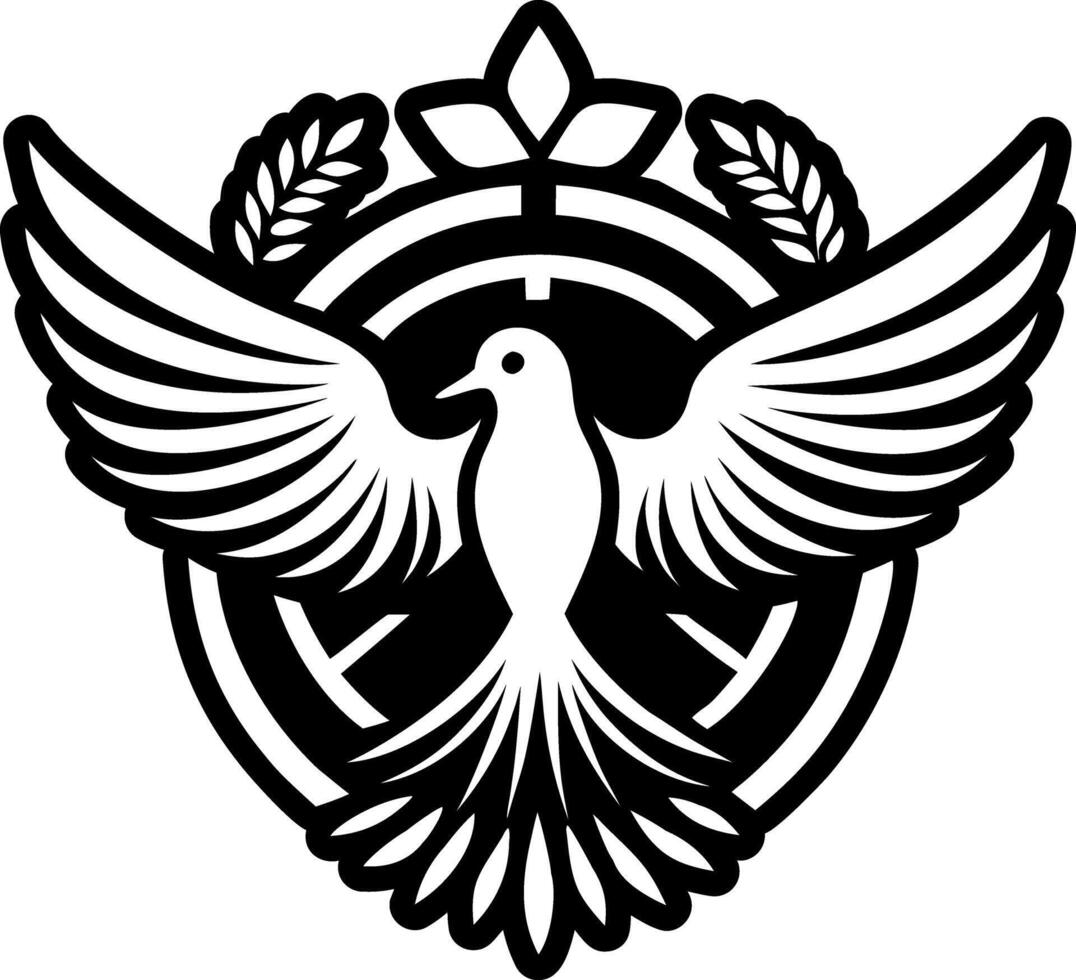 A solid style icon of peace bird tattoo vector
