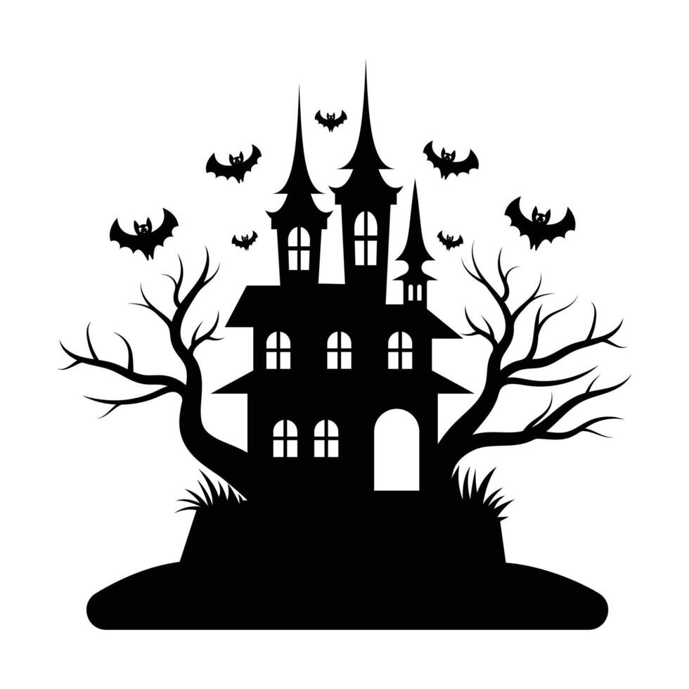 silhouettes of haunted houses vector