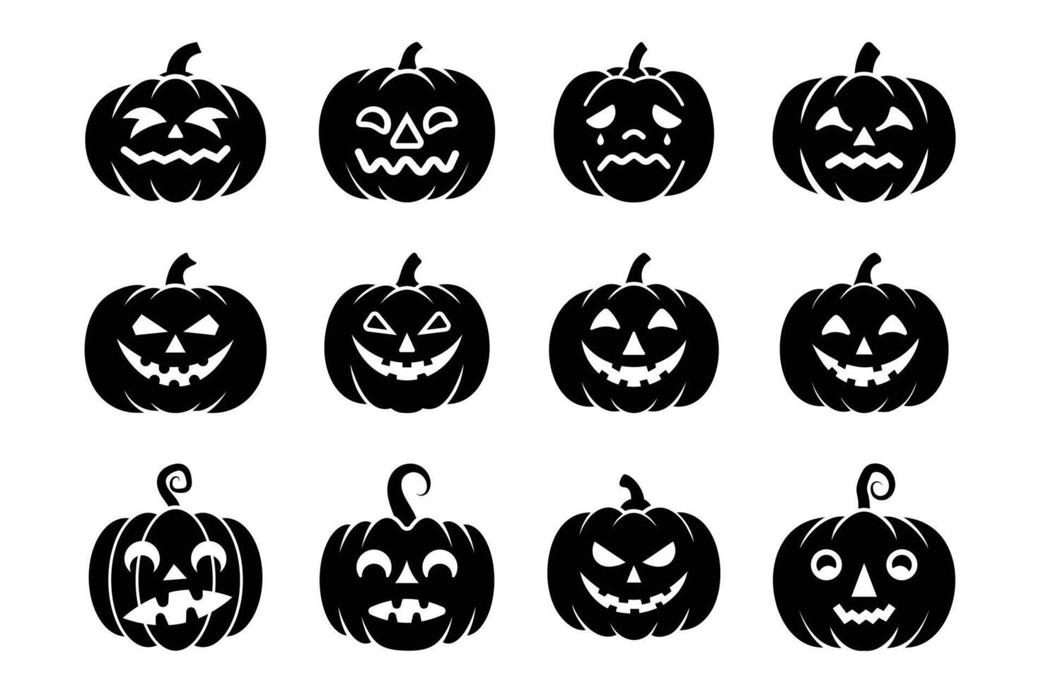 Halloween Jack o' lantern, pumpkin silhouette art vector