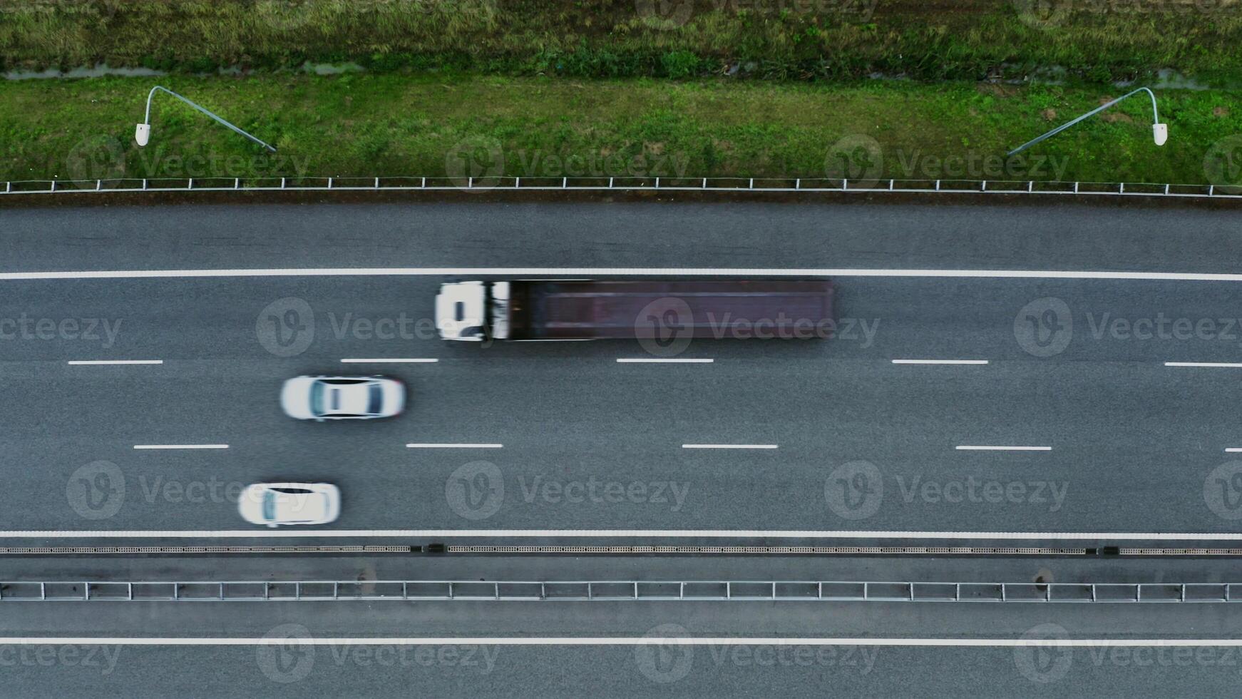filming from a bird's eye view of car traffic on a section of the road. Top view, shooting from a quadrocopter photo