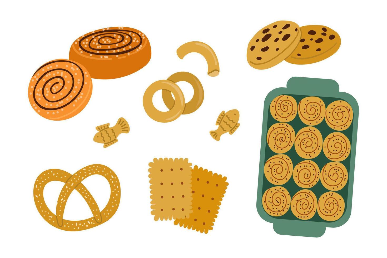 Set of Baked Goods, Flat Illustration vector