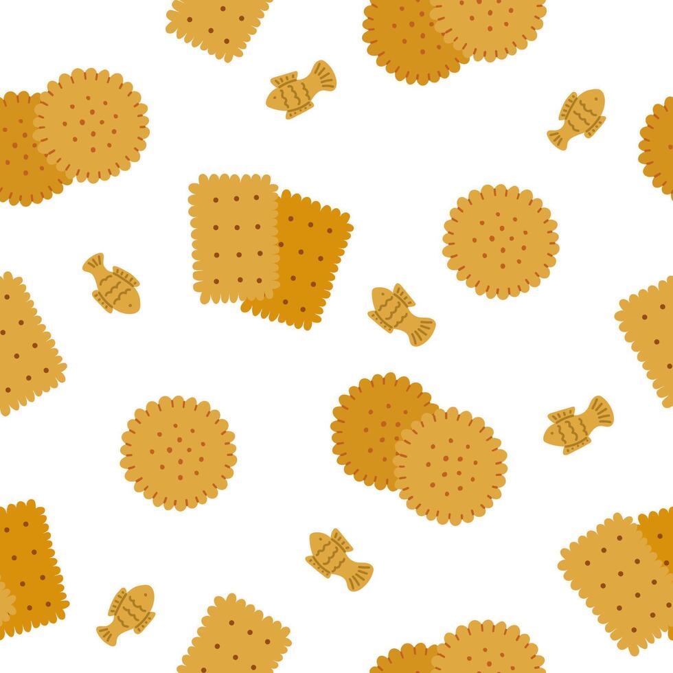 Seamless Pattern with Square and Round Crackers vector