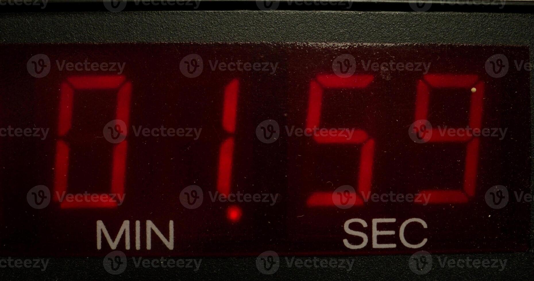 Timer in a professional tape recorder while recording studio sounds. Close-up of the screen with the countdown photo