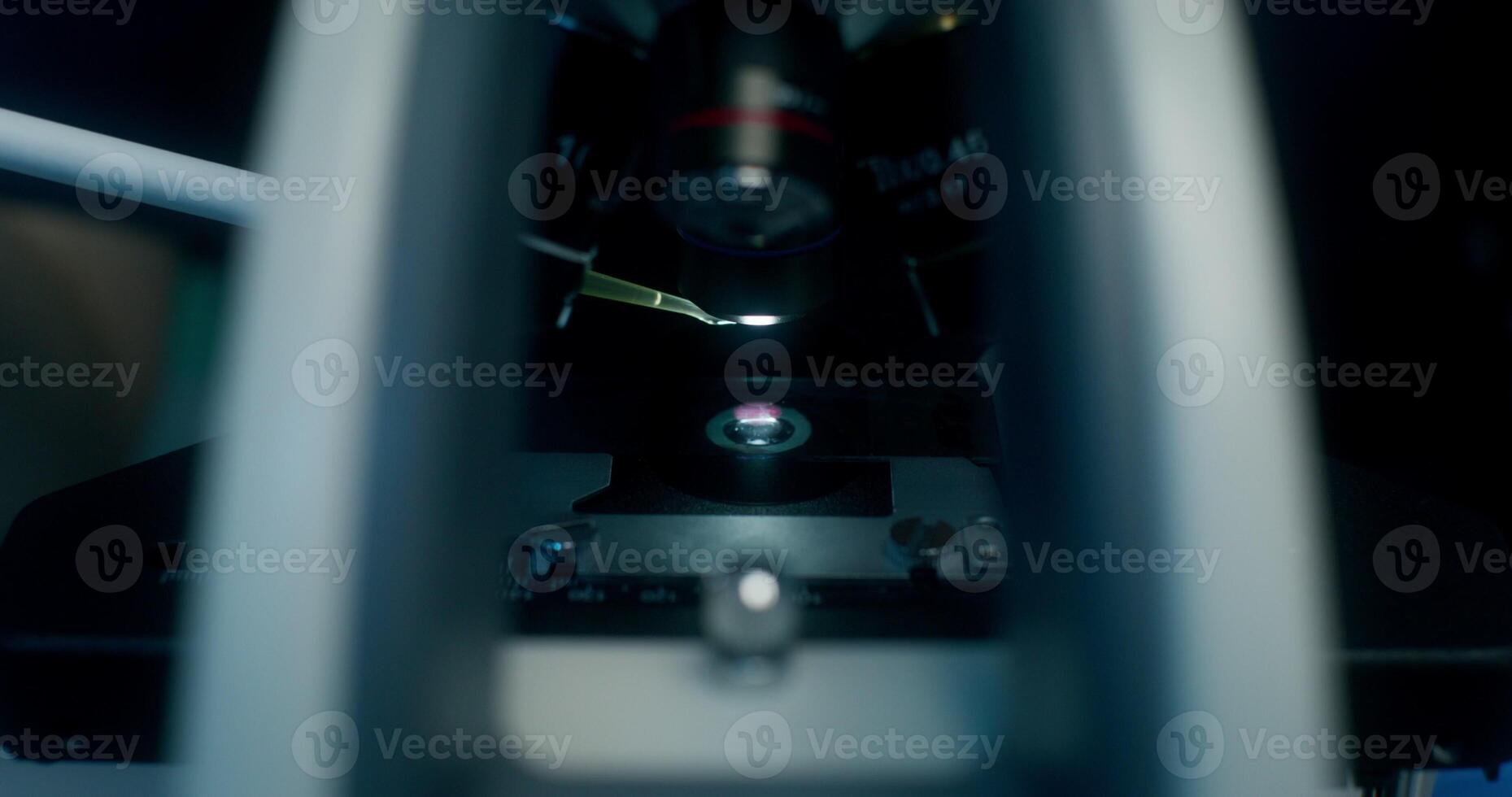 Close-up of glass and microscope lenses. Work in the laboratory photo