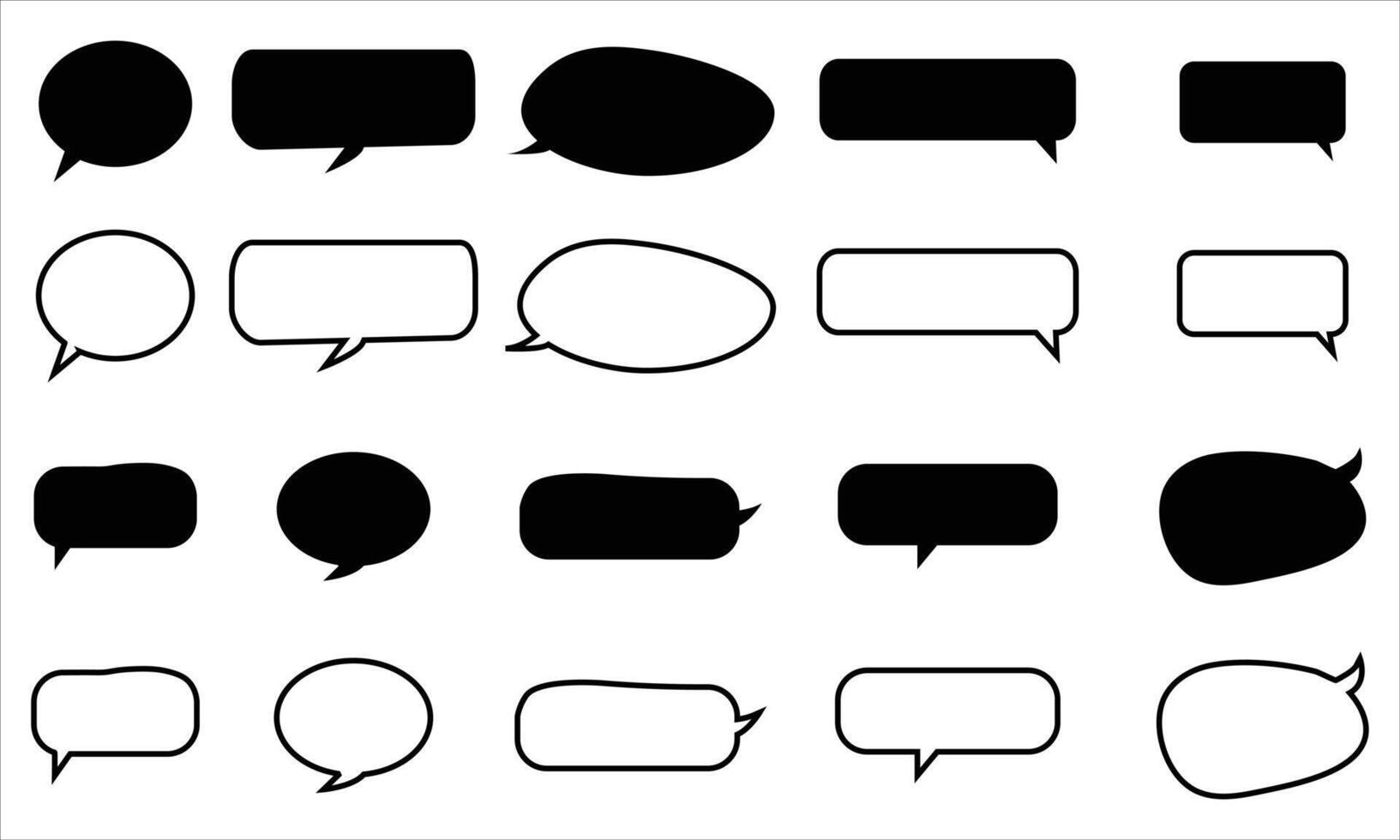 Set of empty comic speech bubbles Hand drawn doodle stickers vector