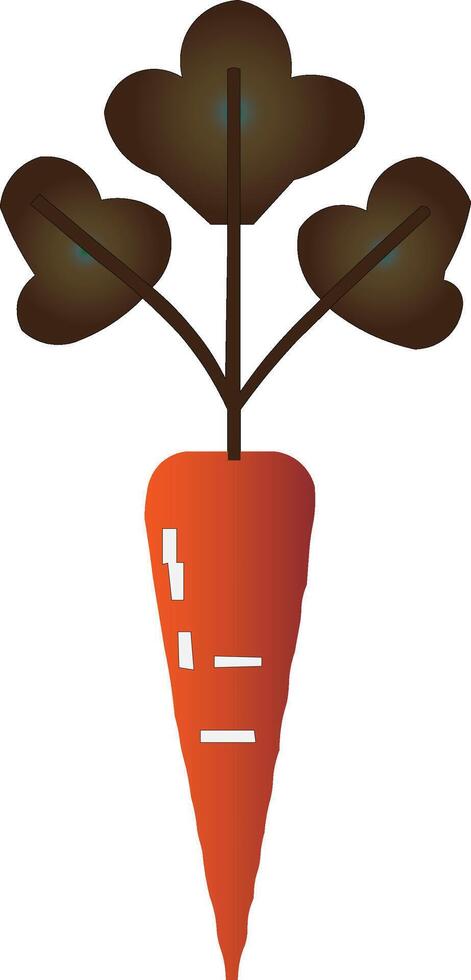 Carrot Illustration Fresh Root Vegetable Clipart with Leaves Flat Design vector