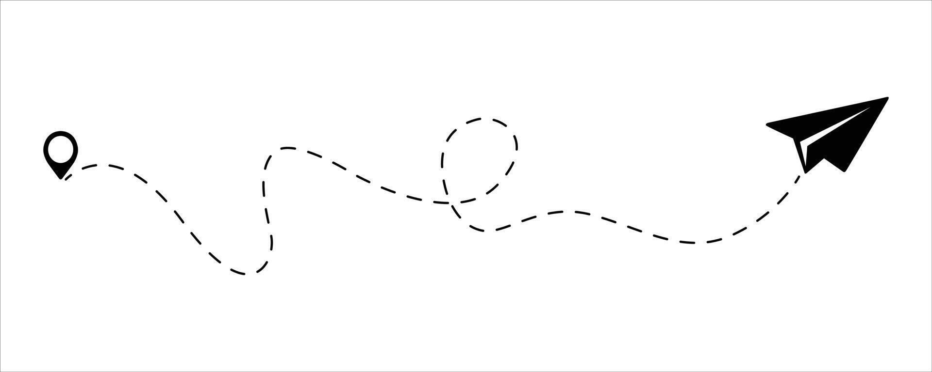 Illustration of a Paper Airplane with a Dotted Path vector