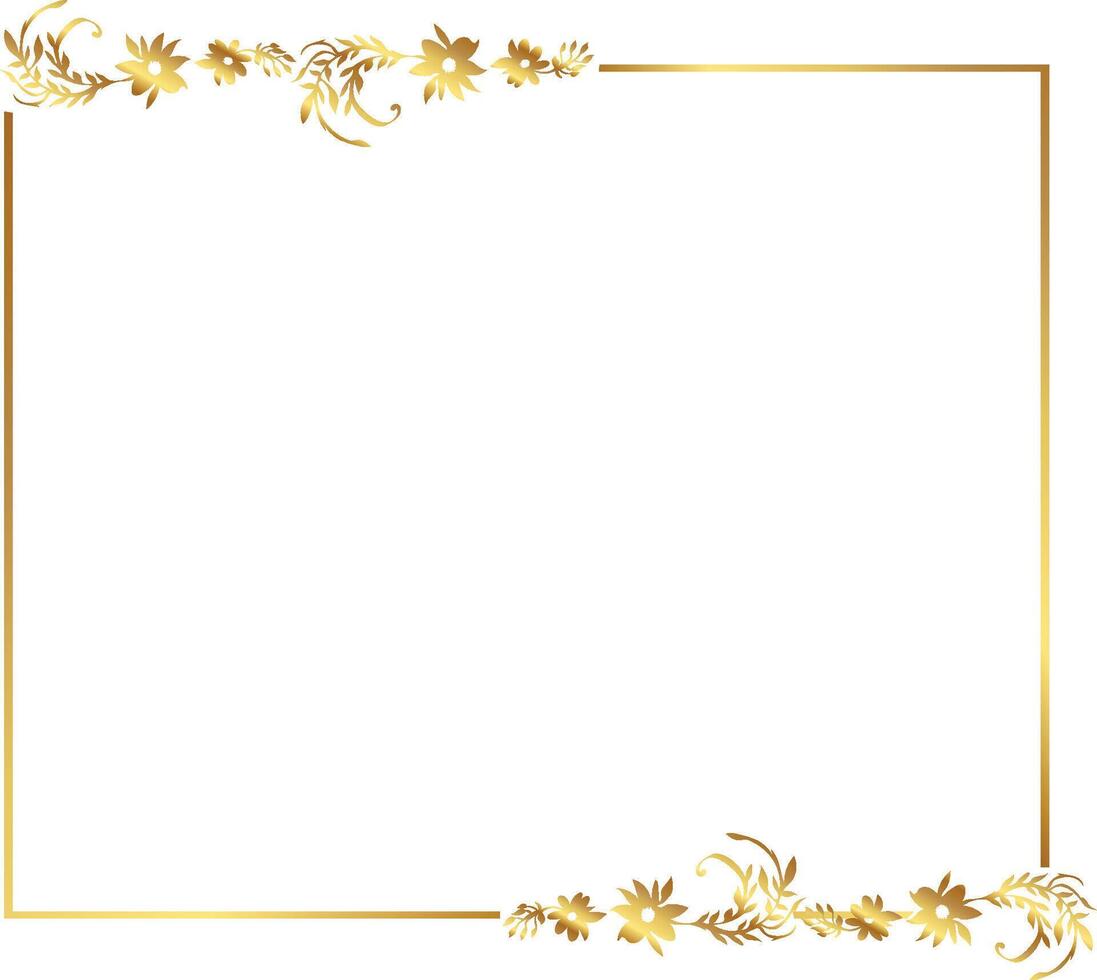 Gold frame with flowers on a white background vector