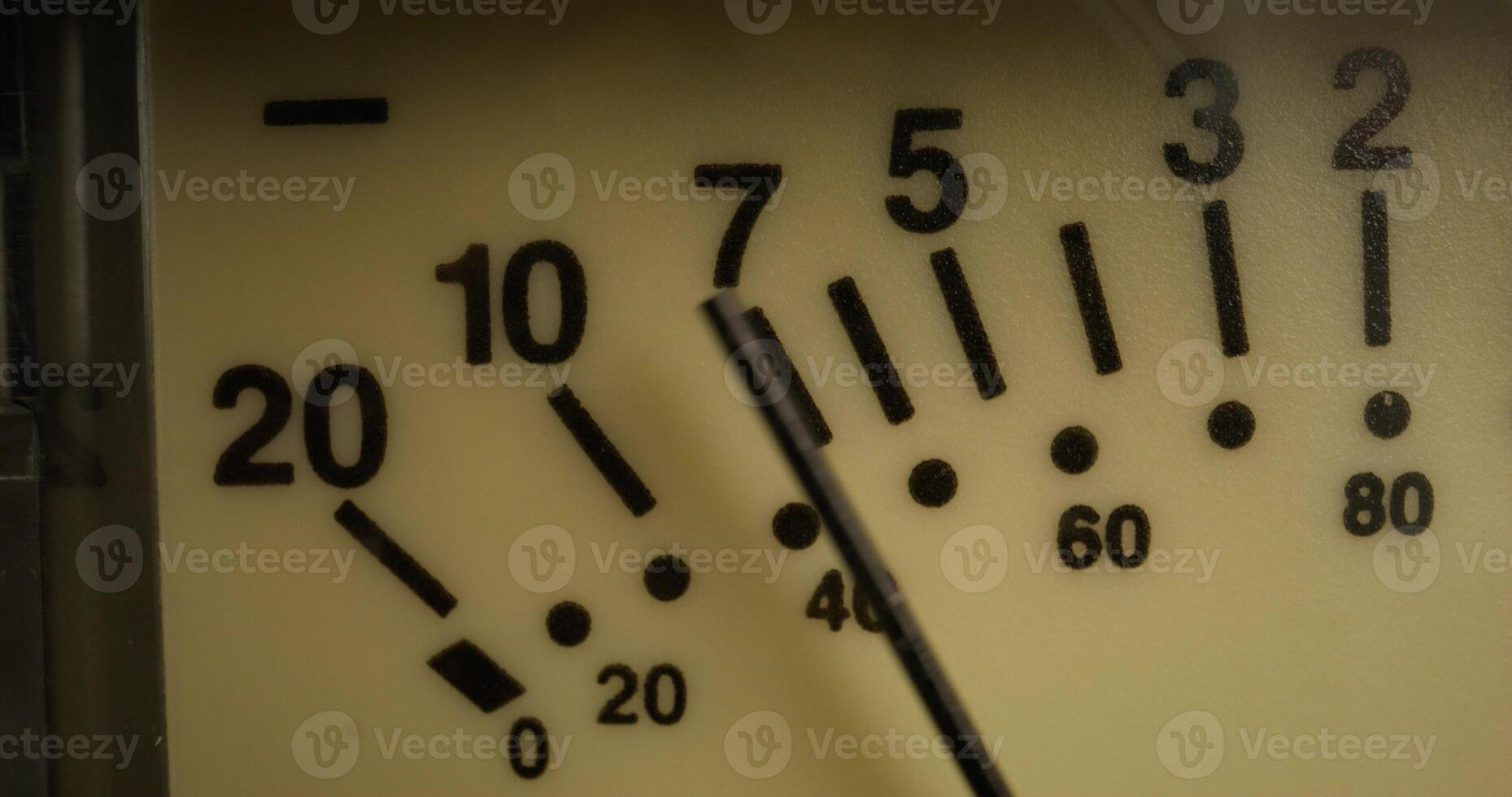 Movement of the arrow on the sound level meter, close-up. Recording Studio - Movement photo