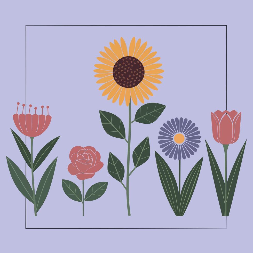 Bright spring flowers vector