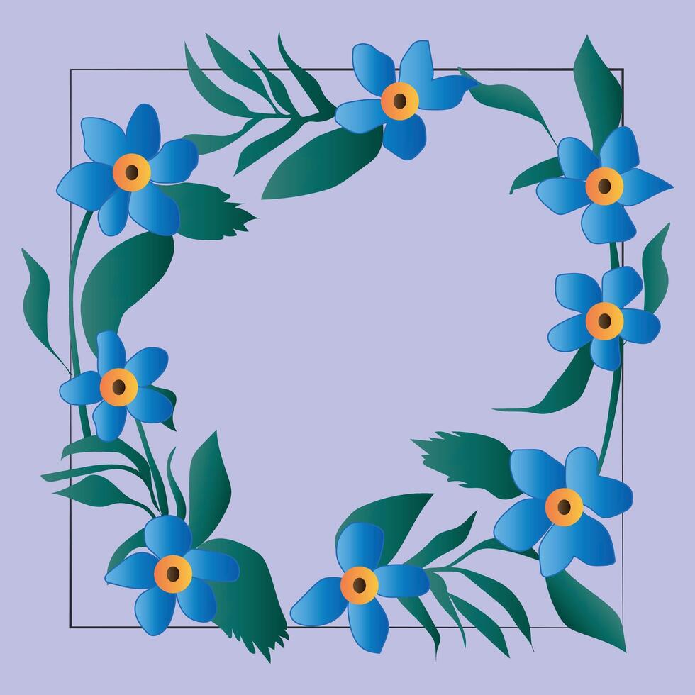 Flower frame made of blue flowers vector