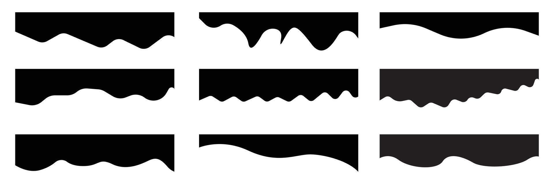 et of Dividers Shapes collection. Abstract curve top headline, wavy decorative border symbol. vector