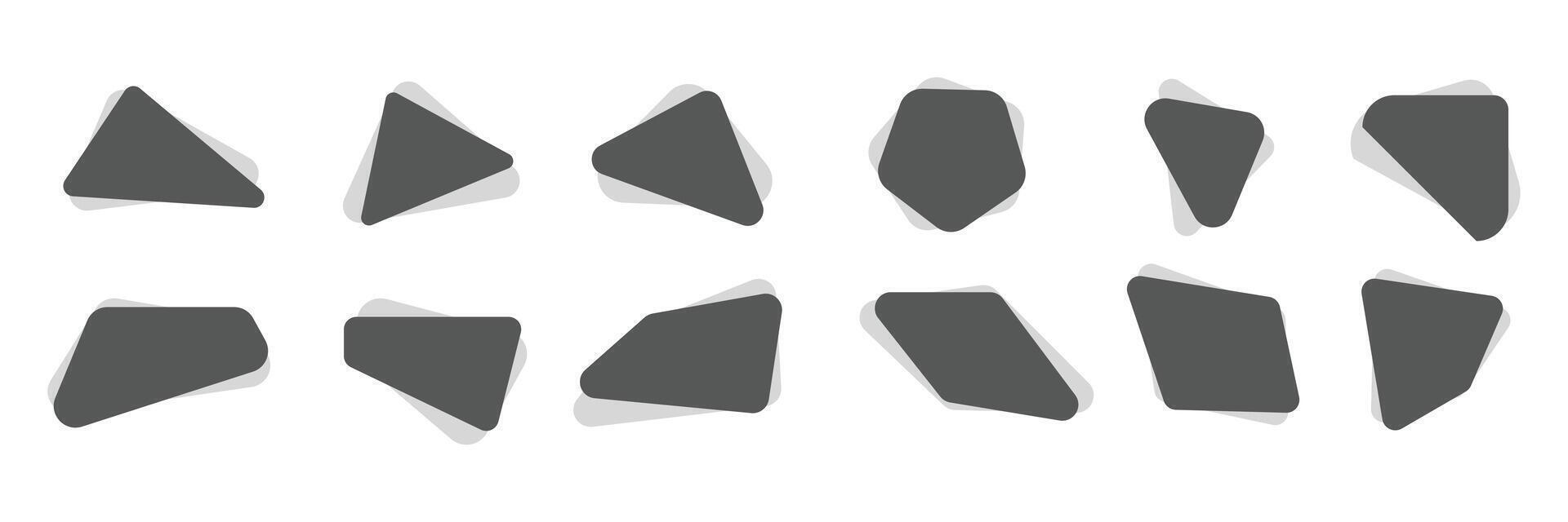 Set of Label Triangle with black colors. Triangle fluid background collection. vector