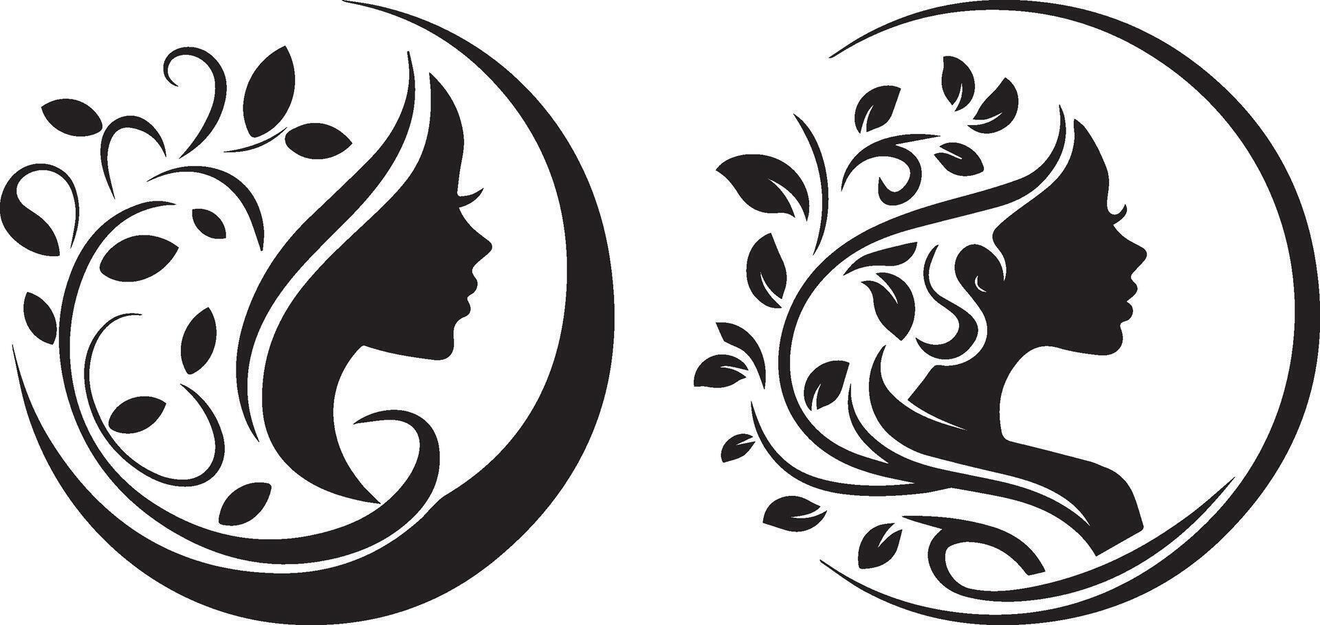 Women round icon or logo with nature concept vector