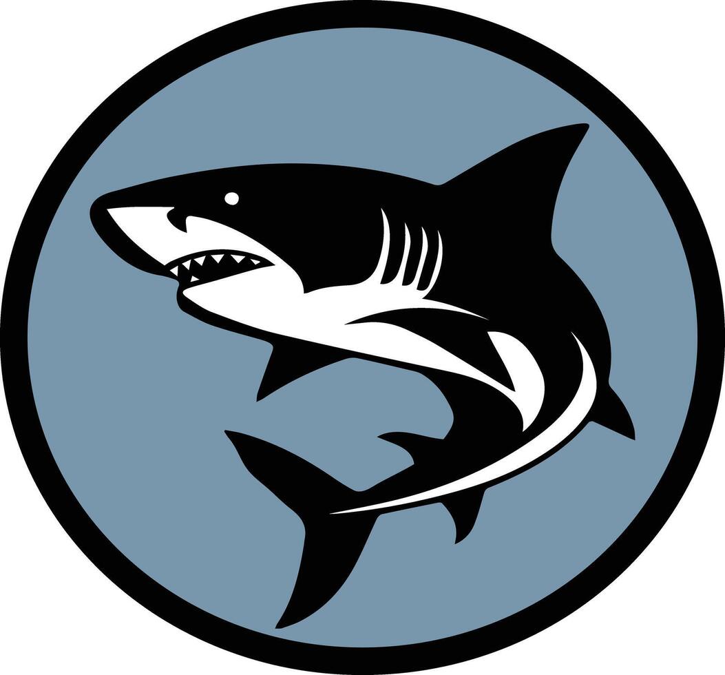 Circular Emblem Inside Shark Outline vector