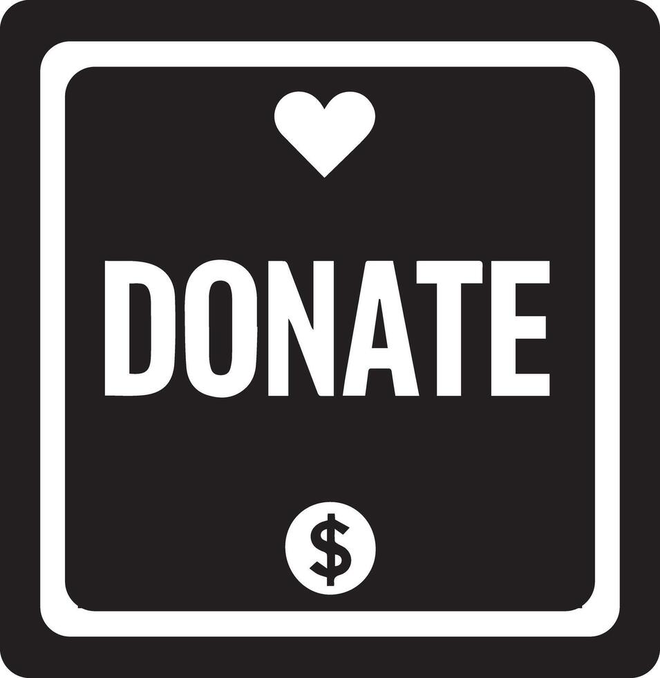 Donate button silhouette vector