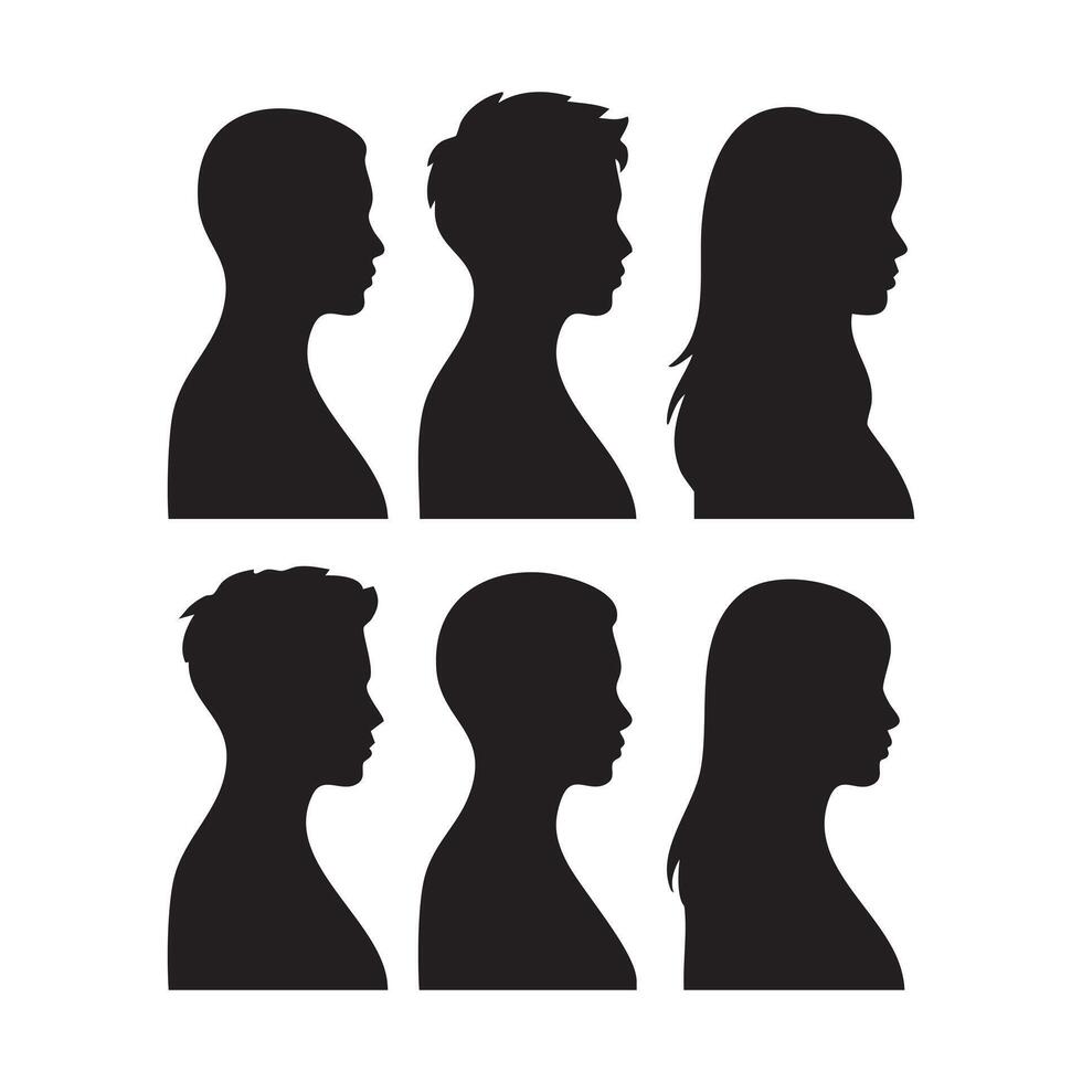 Head Silhouettes in Same poses vector
