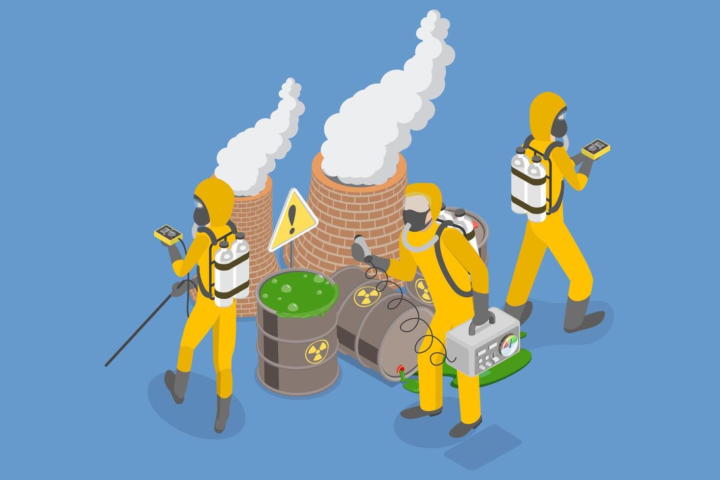 3D Isometric Flat Illustration of Hazardous Pollution, Toxic Industrial Waste vector