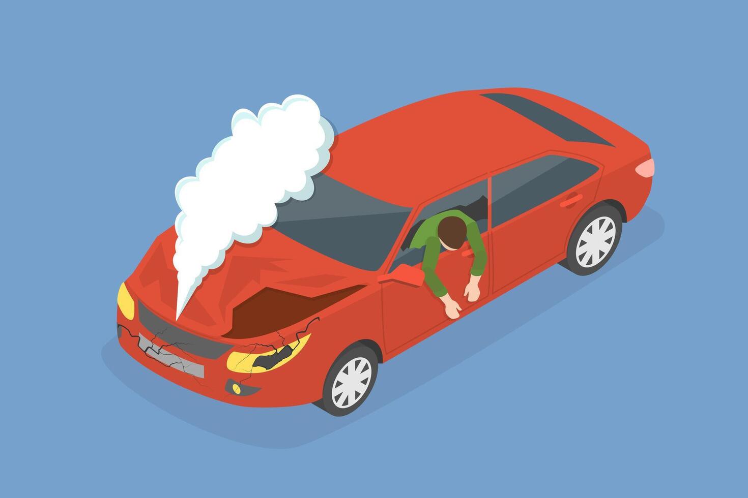 3D Isometric Flat Illustration of Road Accident , Car Crash Scene vector