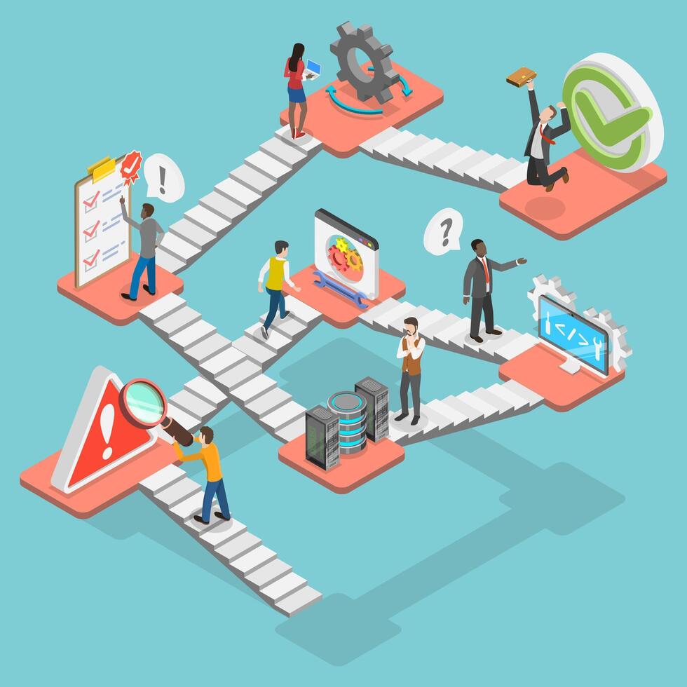 3D Isometric Flat Illustration of Disaster Recovery, Data Loss Prevention Software vector
