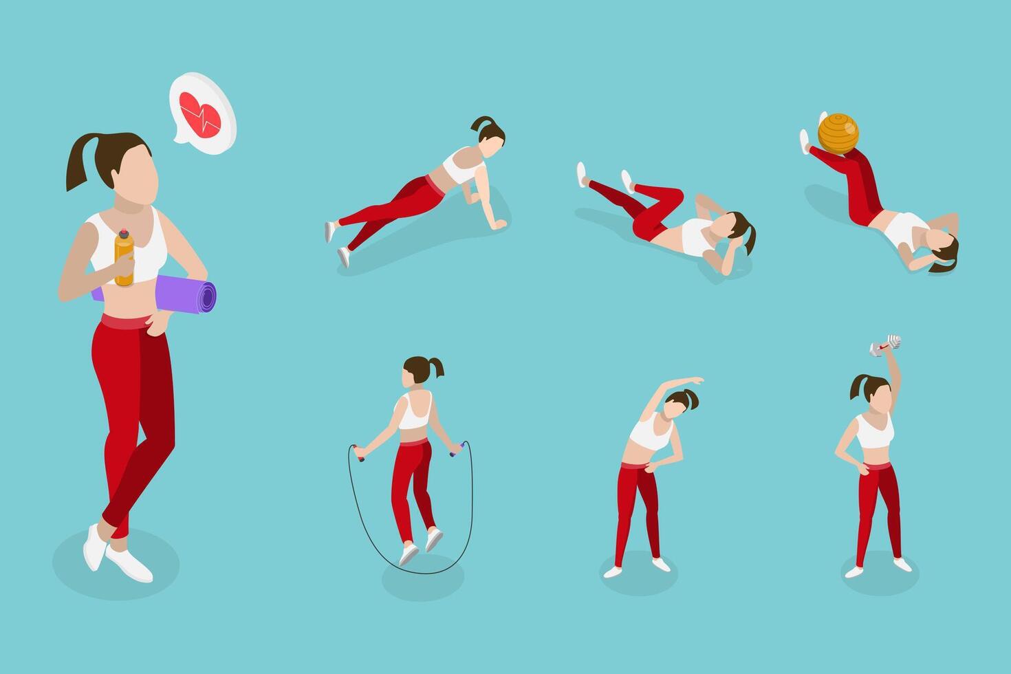 3D Isometric Flat Illustration of Yoga Exercises, Physical and Spiritual Practice vector