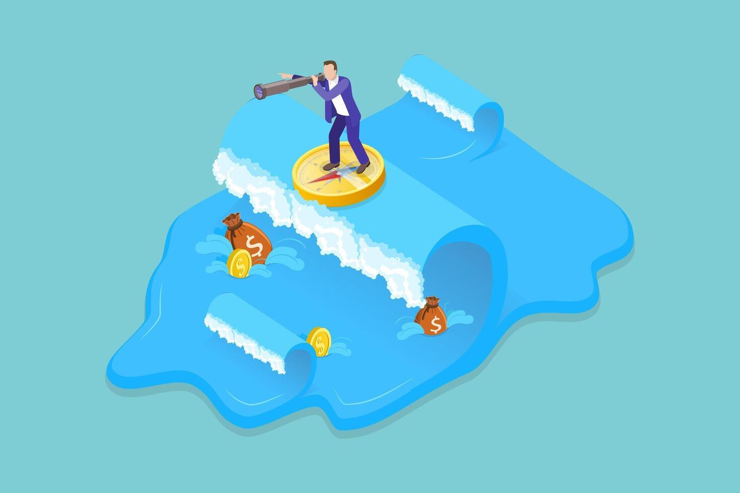 3D Isometric Flat Illustration of Problem Solving Management, Business Strategy and Vision vector