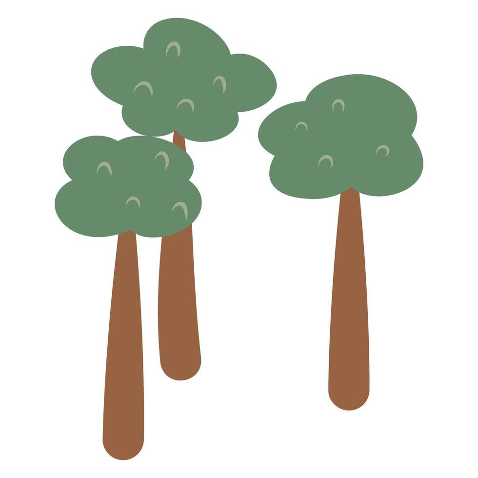 Set of cartoon trees, cute little forest illustration. Illustration for children vector