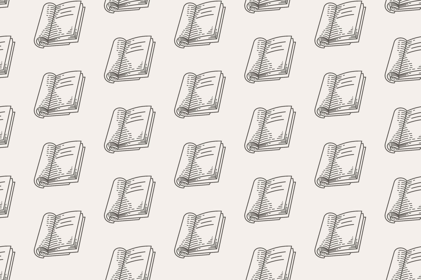 Seamless pattern of open books perfect for bookstores, educational websites, library branding, and stationery designs. Ideal for book lovers. vector