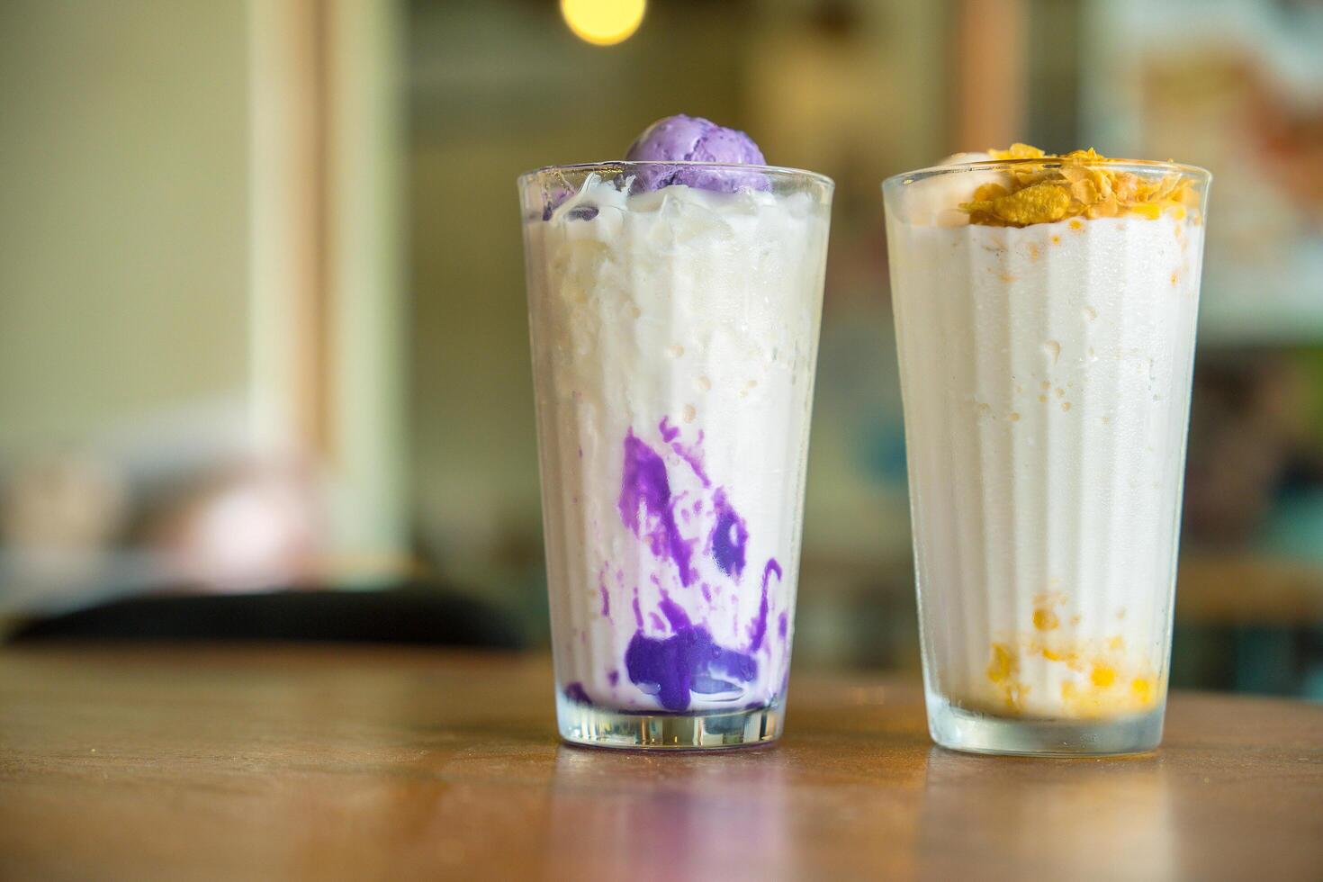 ube macapuno and mais con yelo photo