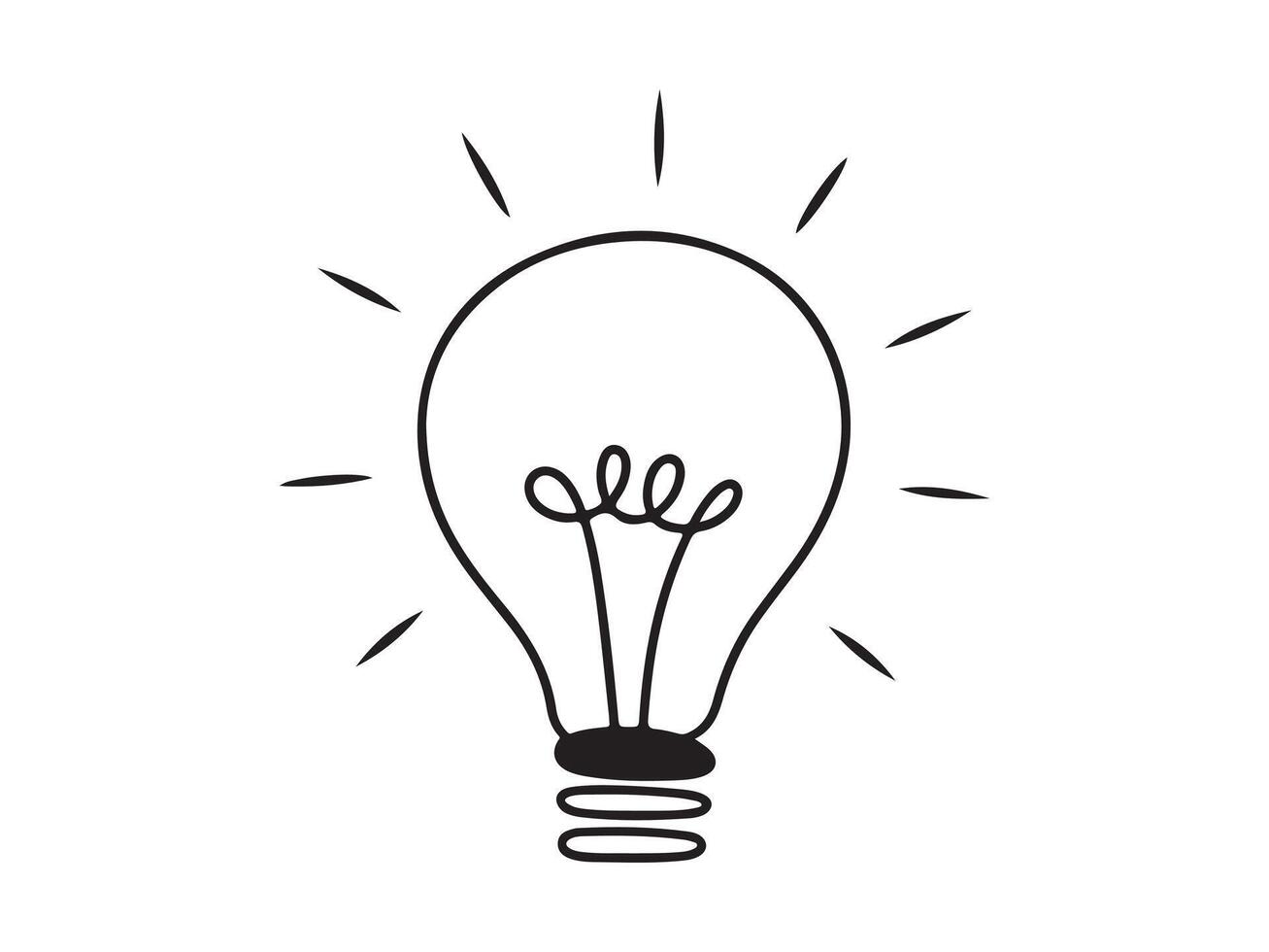 Simple, cartoon-style lightbulb graphic conveys innovation. vector