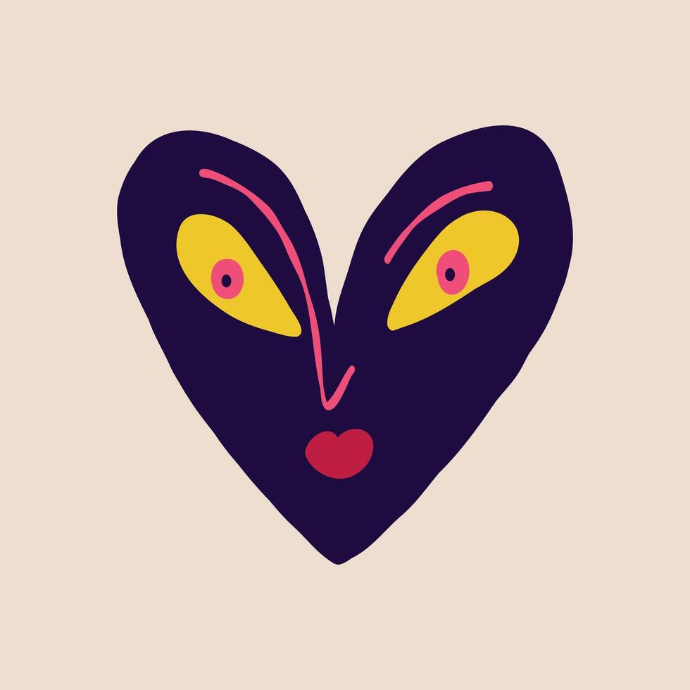 quirky strange clockwork heart with a funny surprised face vector