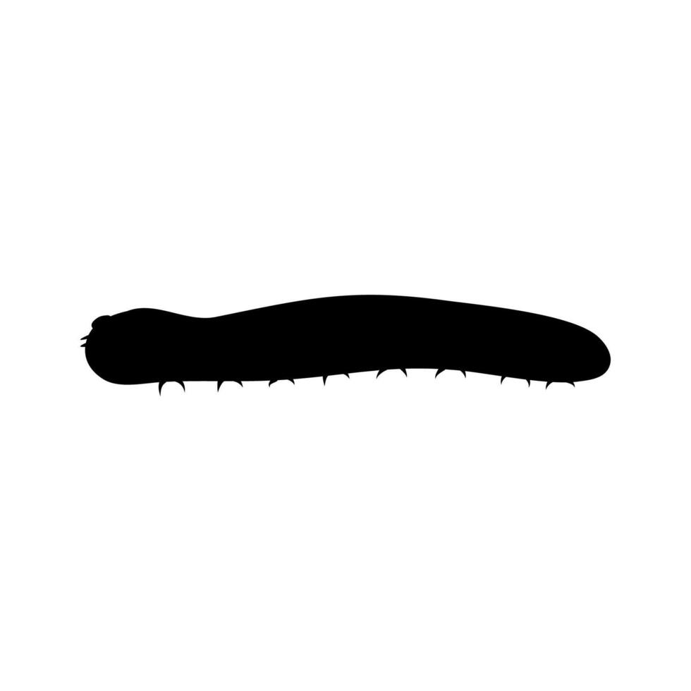 Black silhouette of insect caterpillar on white background. Isolated illustration vector