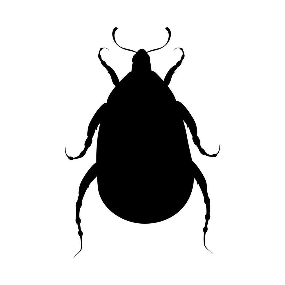 Black silhouette of insect beetle on white background. Isolated illustration. vector