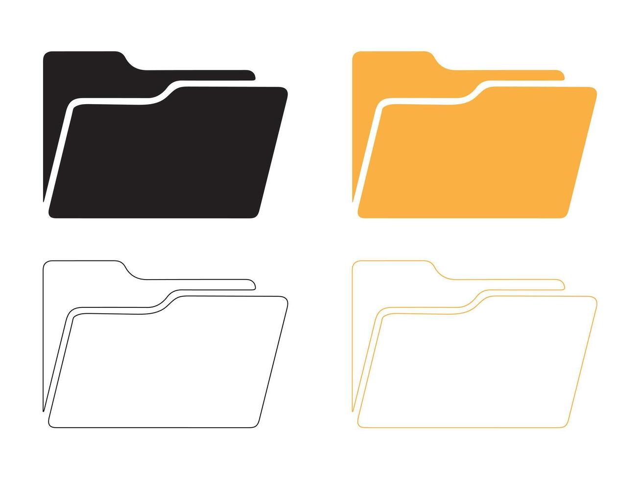 Four Folder Icons in Various Colors and Styles vector