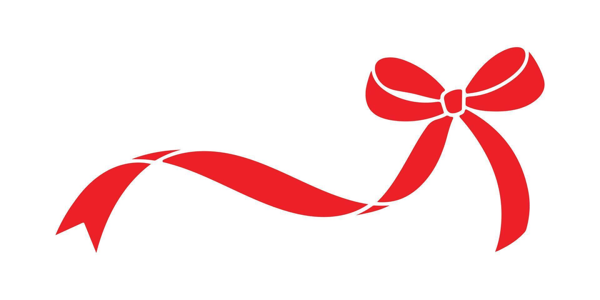 Simple Red Ribbon Bow and Curving Ribbon Design vector