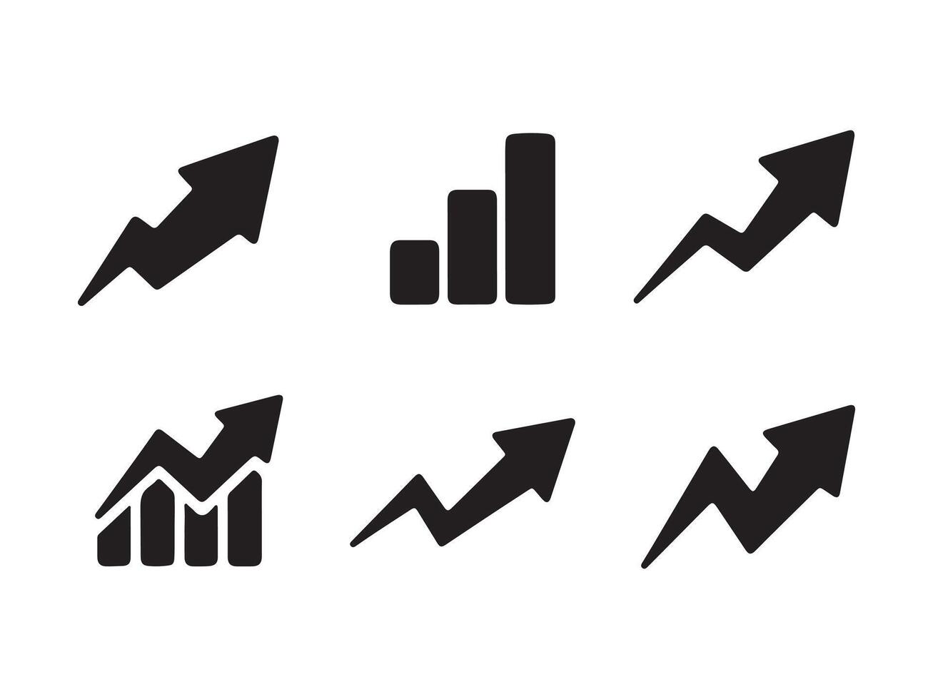 Collection of upward trending graphs and arrows vector