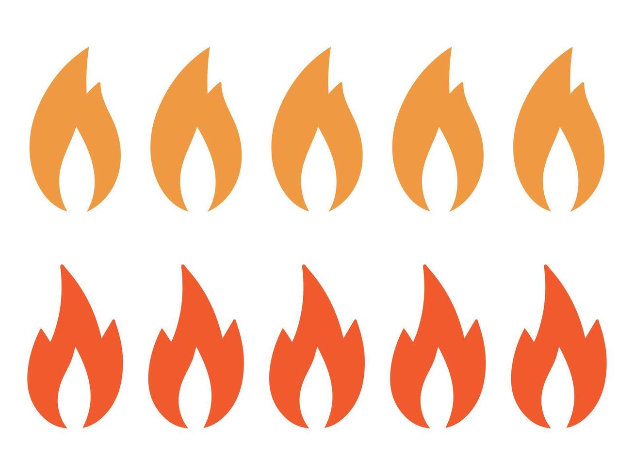 Set of flame icons in varying intensity levels. vector