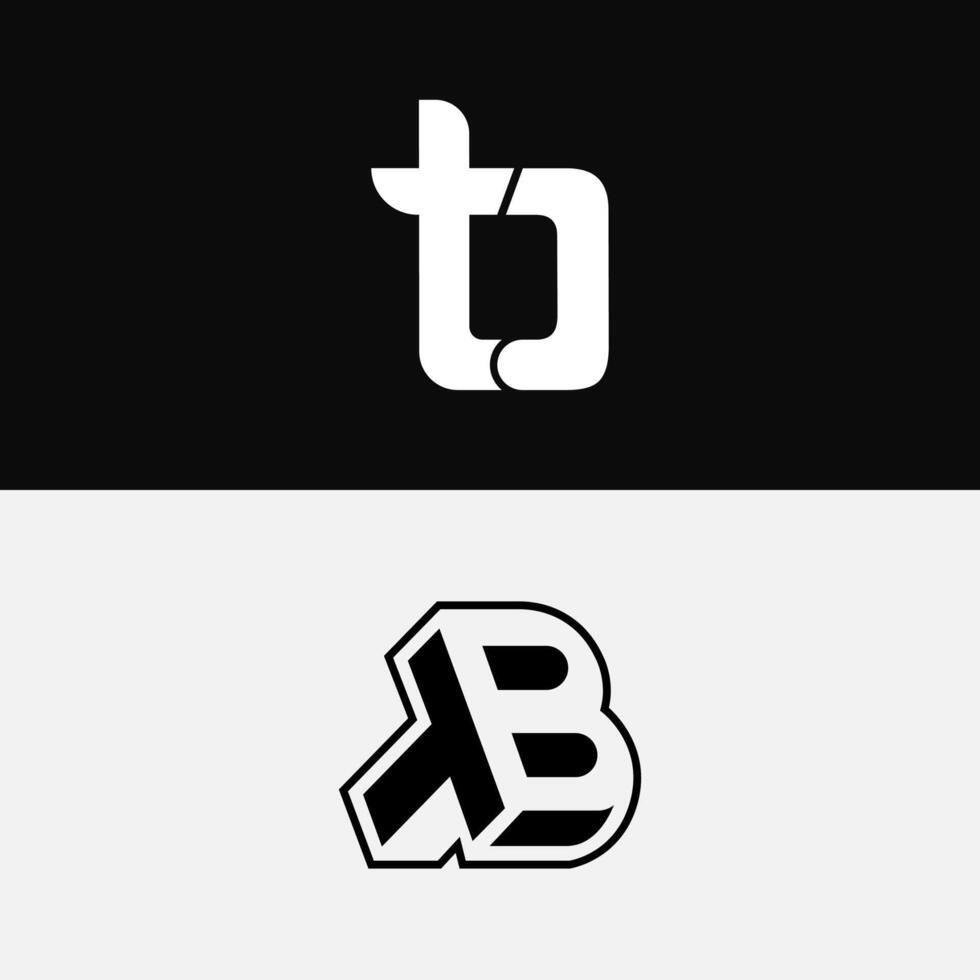 letter Tb or Bt initial stylish minimal logo vector