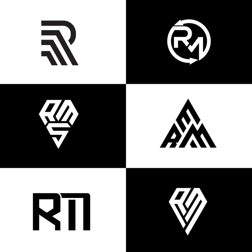 RM Initial Monogram Logo Set Minimal Modern Typography Collection vector