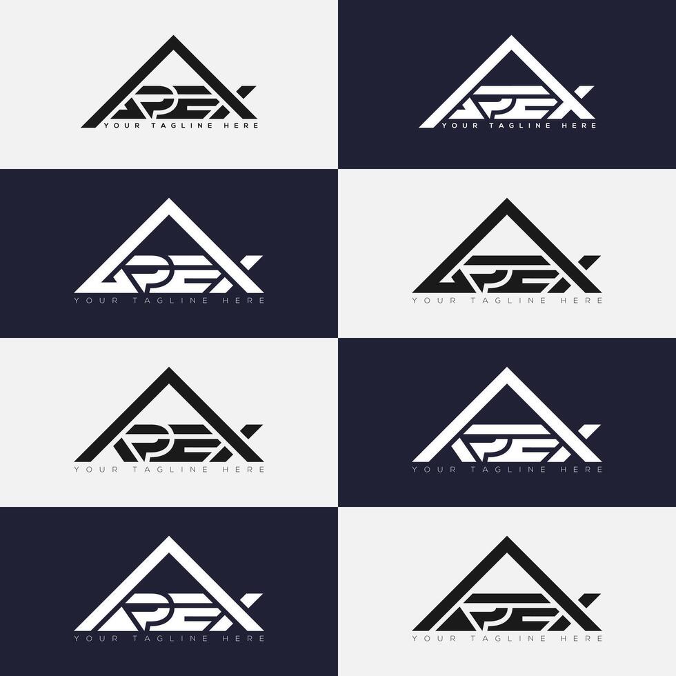 Apex 8 modern logo set with mountain peak symbol for adventure and tour branding vector
