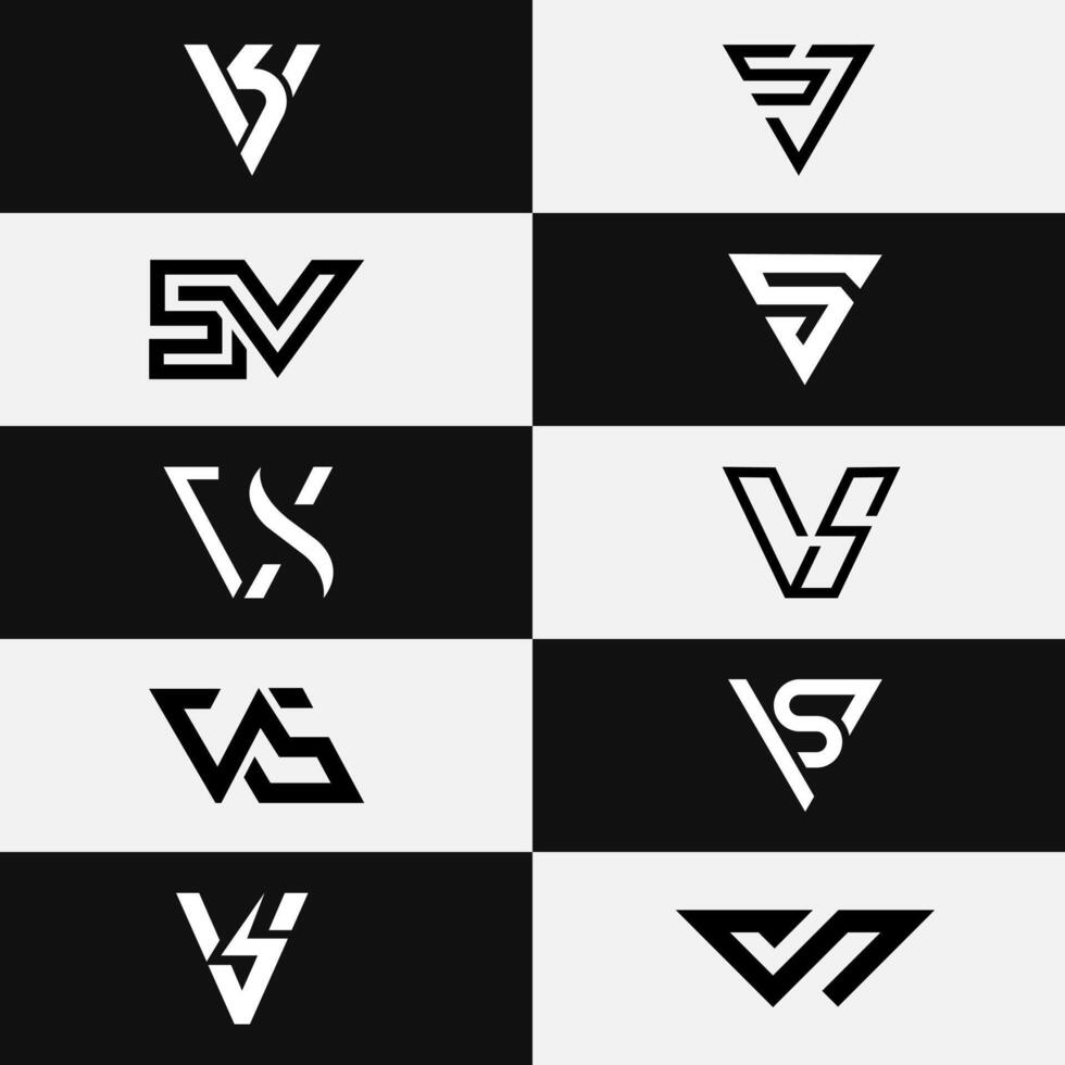 Minimal SV VS Initial Letter Logo Collection Design Set vector