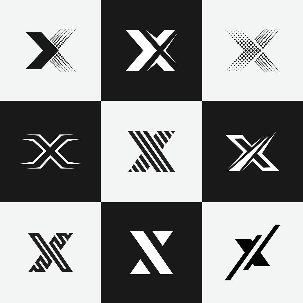 Letter X Monogram Logo Set with Unique Shapes vector