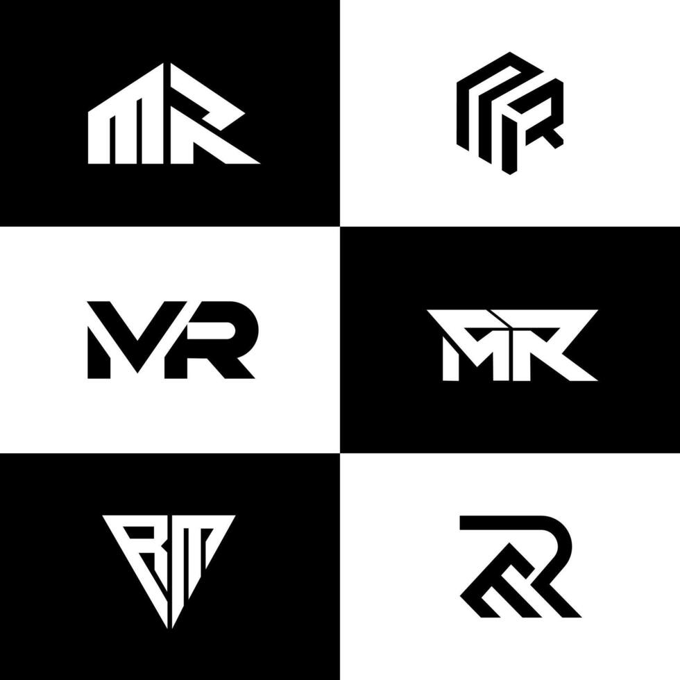 MR Initial Monogram Logo Set Modern Minimal Design Collection vector