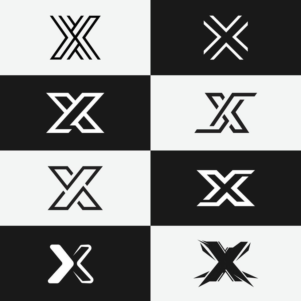 Letter X Monogram Logo Set with 8 Unique Shapes vector