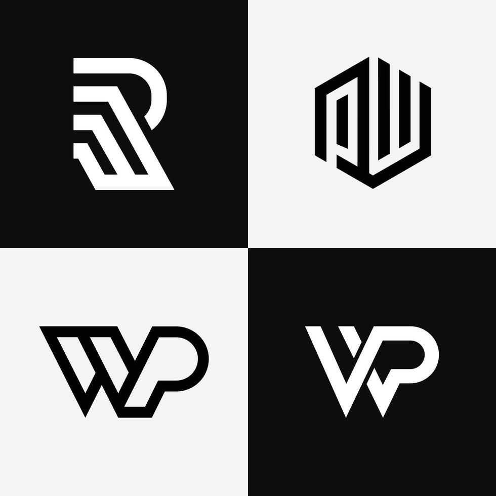 letter Wp or Pw initial minimalist trendy unique logo vector