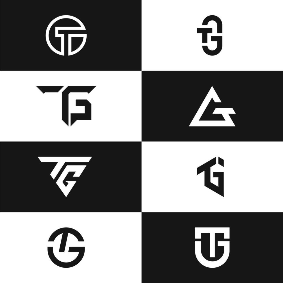 Minimal TG GT Letter Logo Set Simple Monogram Collection vector