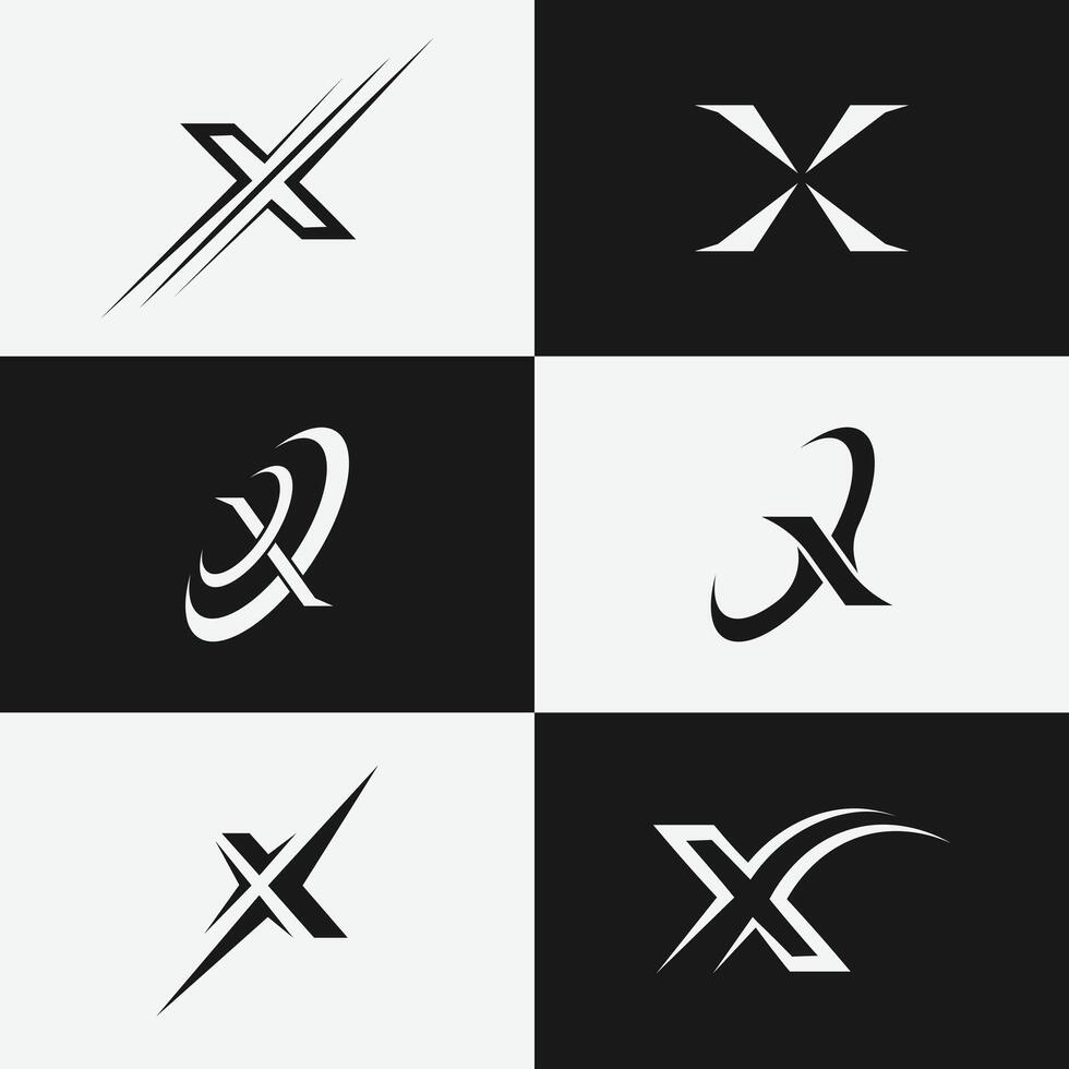 Letter X Monogram Logo Set with 6 Unique Shapes vector
